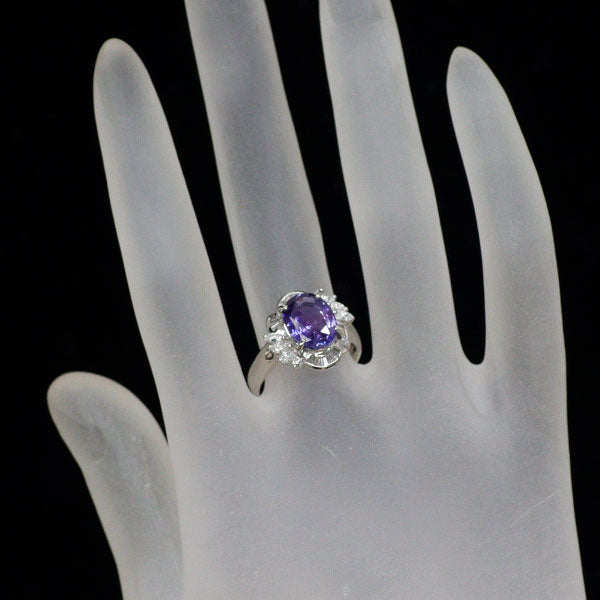 Pt900 バイオレットサファイア ダイヤモンド リング 2.97ct D0.50ct