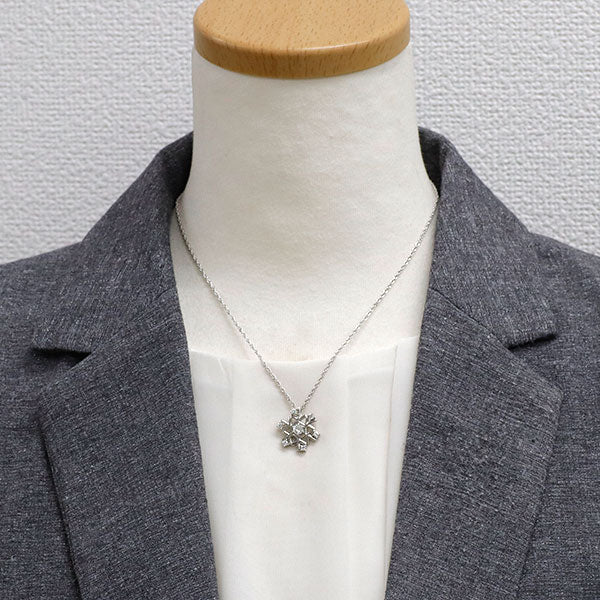 Pt900/ Pt850 ダイヤモンド ペンダントネックレス 0.24ct D0.25ct スノーフレーク