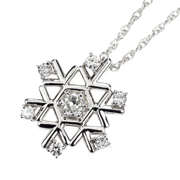Pt900/ Pt850 ダイヤモンド ペンダントネックレス 0.24ct D0.25ct スノーフレーク