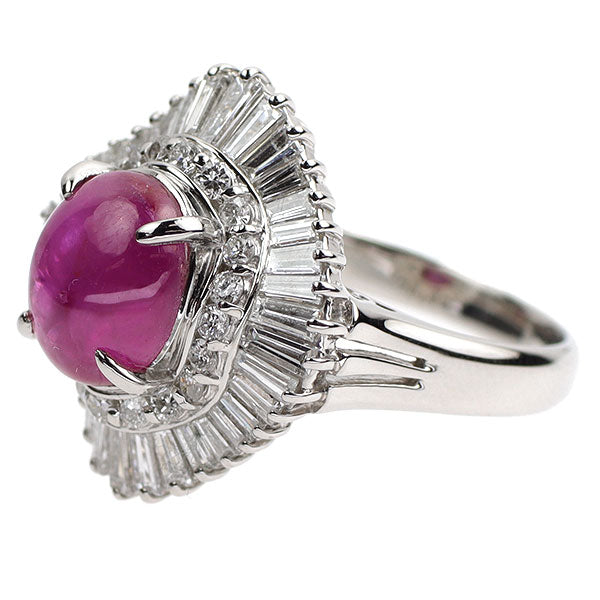 Pt900 スター ルビー ダイヤモンド リング 2.66ct D1.22ct