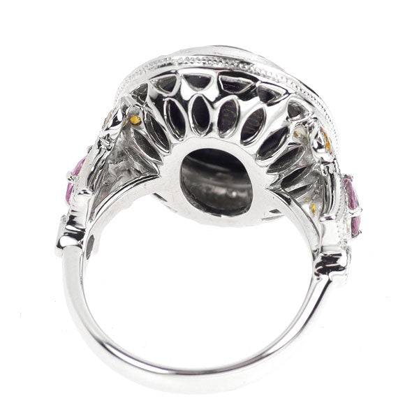 エマイユ/K18WG カラーサファイア ダイヤモンド リング 0.747ct 0.271ct 猫