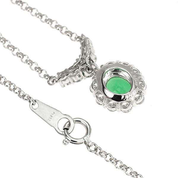 Pt900/ Pt850 グリーンガーネット ダイヤモンド ペンダントネックレス 1.03ct 0.86ct