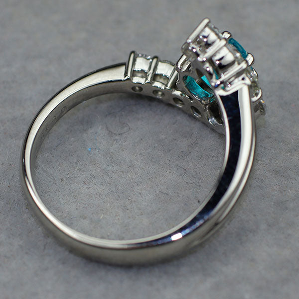 Pt900 ブラジル産パライバトルマリン ダイヤモンド リング 0.575ct D0