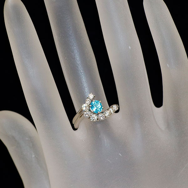 Pt900 ブラジル産パライバトルマリン ダイヤモンド リング 0.575ct D0