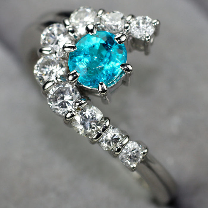 Pt900 ブラジル産パライバトルマリン ダイヤモンド リング 0.575ct D0
