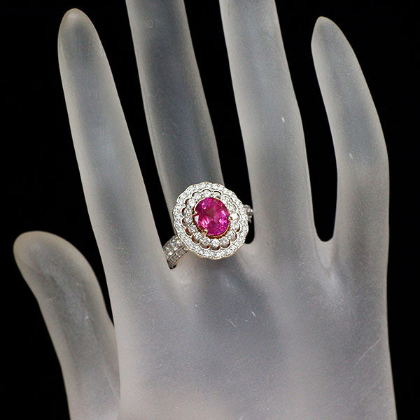 K18WG/PG ビルマ/ミャンマー産 非加熱ルビー ダイヤモンド リング 2.72ct D1.54ct