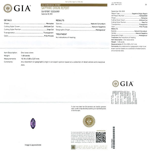 Pt950 マダガスカル産非加熱パープル サファイア ダイヤモンド リング 1.48ct D0.95ct