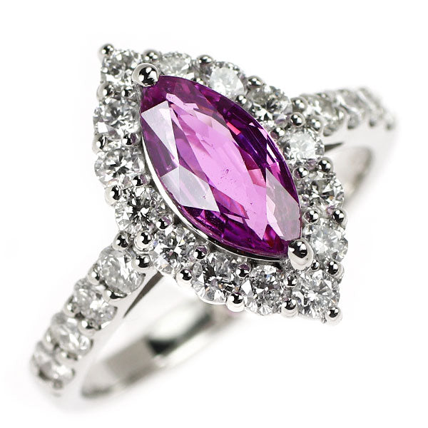 Pt950 マダガスカル産非加熱パープル サファイア ダイヤモンド リング 1.48ct D0.95ct