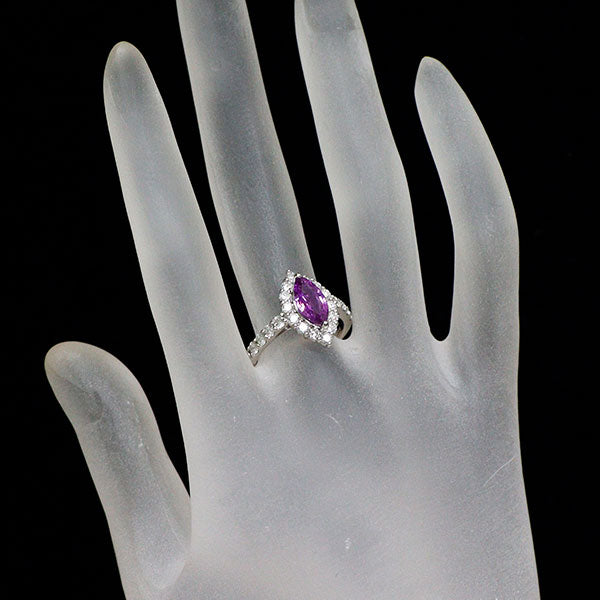 Pt950 マダガスカル産非加熱パープル サファイア ダイヤモンド リング 1.48ct D0.95ct