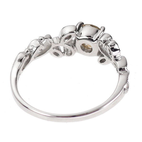 Pt900 ダイヤモンド 天然ピンク/トリートイエローダイヤ リング 0.59ct PD0.02ct TYD0.02ct