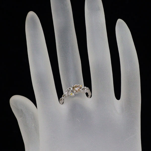 Pt900 ダイヤモンド 天然ピンク/トリートイエローダイヤ リング 0.59ct PD0.02ct TYD0.02ct