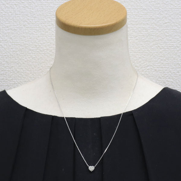 K18WG ハートシェイプ ダイヤモンド ペンダントネックレス 0.418ct D0.08ct