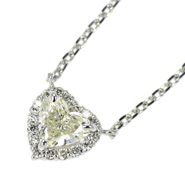 K18WG ハートシェイプ ダイヤモンド ペンダントネックレス 0.418ct D0.08ct