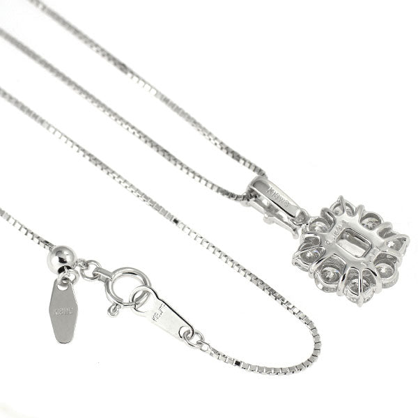 K18WG エメラルドカット ダイヤモンド ペンダントネックレス 0.541ct H VS2 D1.11ct