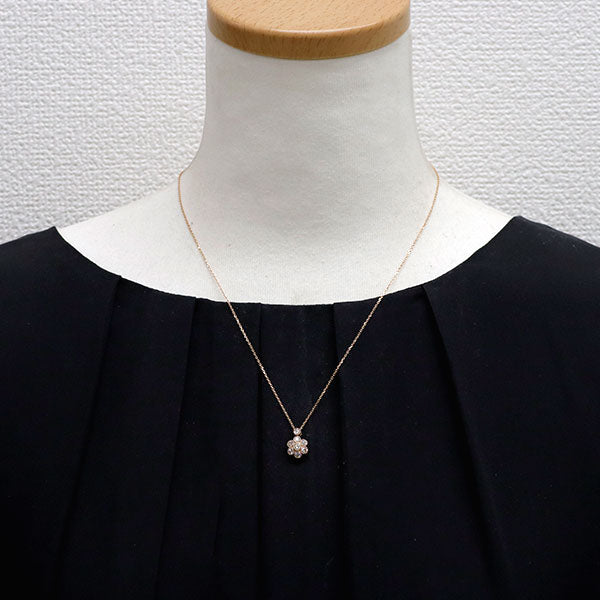 K18PG ダイヤモンド ペンダントネックレス 0.40ct フラワー