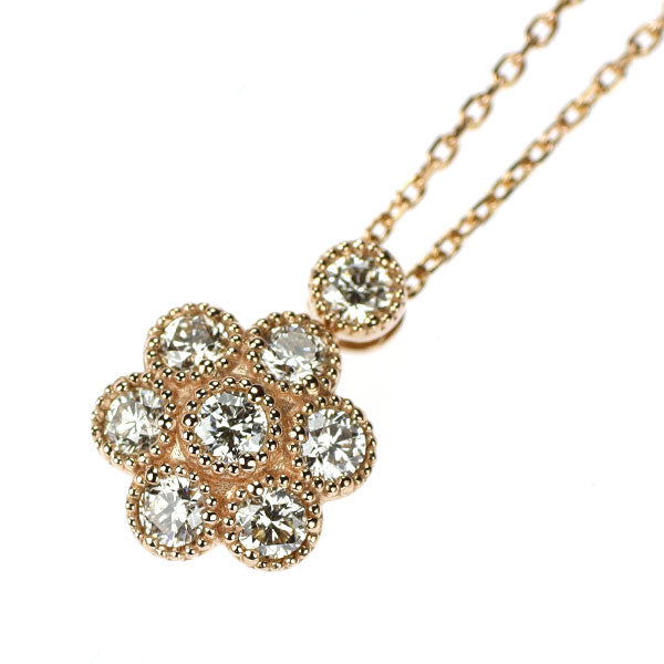 K18PG ダイヤモンド ペンダントネックレス 0.40ct フラワー