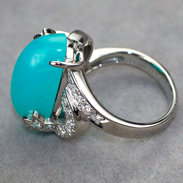 田村俊一 Pt900 クリソコーラクオーツ/ジェムシリカ ダイヤモンド リング 11.40 D0.44ct