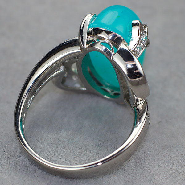 田村俊一 Pt900 クリソコーラクオーツ/ジェムシリカ ダイヤモンド リング 11.40 D0.44ct