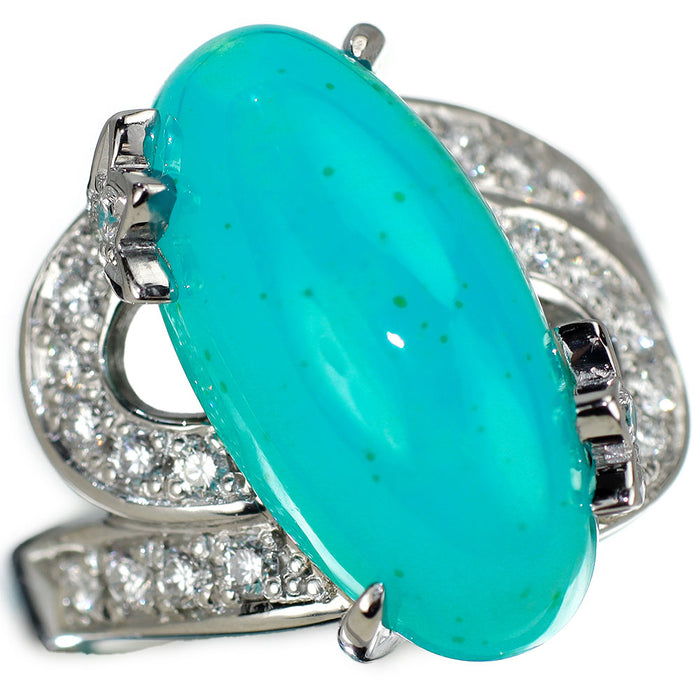 田村俊一 Pt900 クリソコーラクオーツ/ジェムシリカ ダイヤモンド リング 11.40 D0.44ct