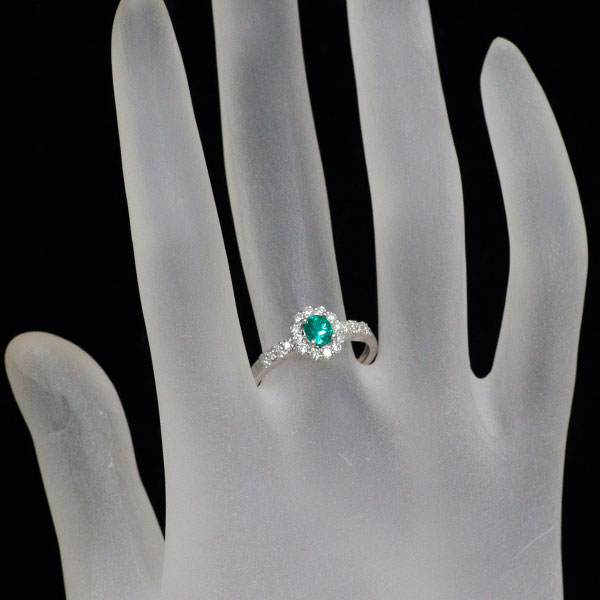Pt900 エメラルド ダイヤモンド リング 0.30ct D0.30ct