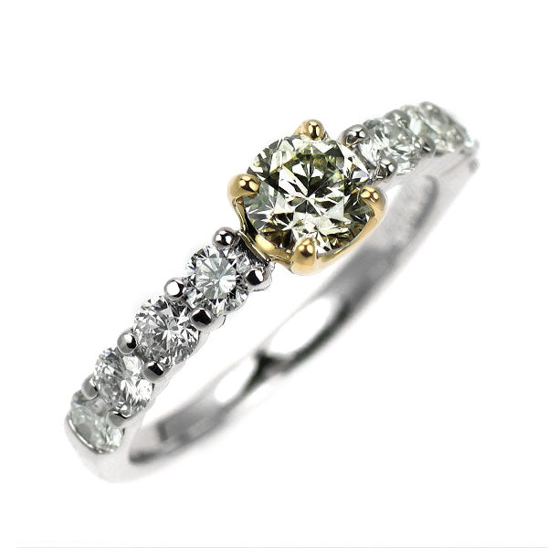 Pt900/K18YG ダイヤモンド リング 0.503ct D0.58ct