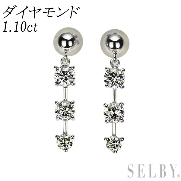 K18WG ダイヤモンドステーションピアス オーダー商品】ダイヤステーションロングピアス(K18WG)／納期約2ヶ月