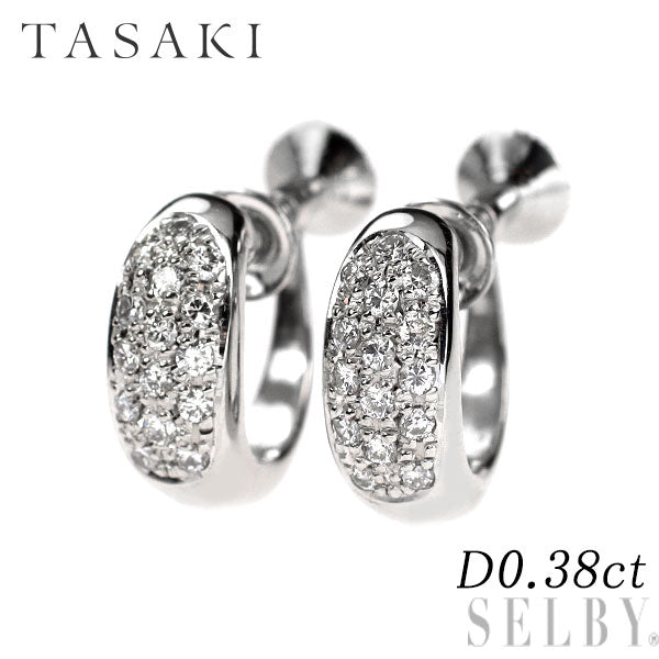 田崎真珠 Pt900 ダイヤモンド イヤリング 0.38ct  パヴェ
