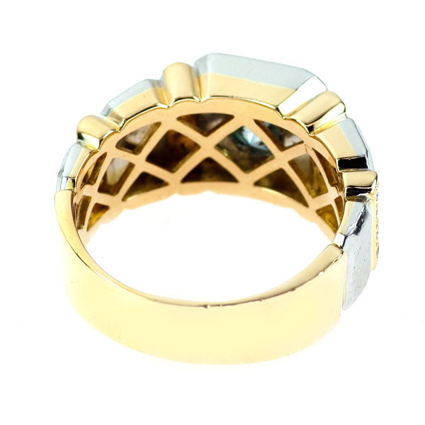 K18YG/ Pt900 トリートブルーダイヤモンド リング 0.85ct D0.13ct