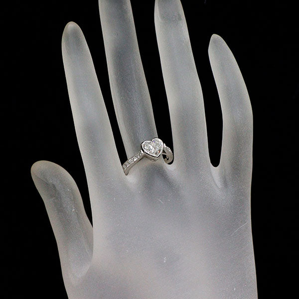 ミキモト Pt950 ハートシェイプ ダイヤモンド ダイヤモンド リング 1.19ct D0.21ct