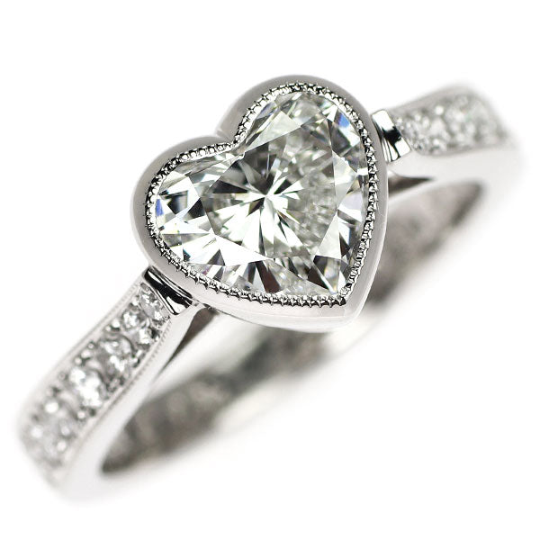 ミキモト Pt950 ハートシェイプ ダイヤモンド ダイヤモンド リング 1.19ct D0.21ct