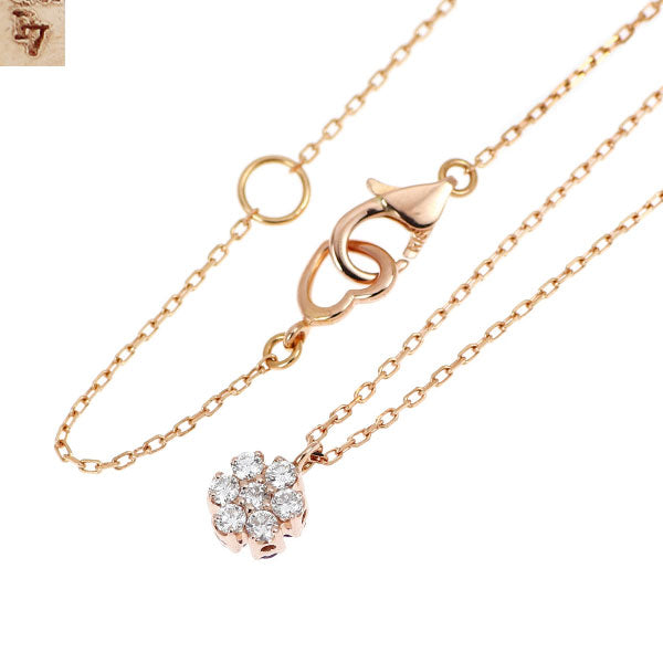 ポンテヴェキオ K18PG アメジスト ダイヤモンド ペンダントネックレス D0.13ct リバーシブル フラワー