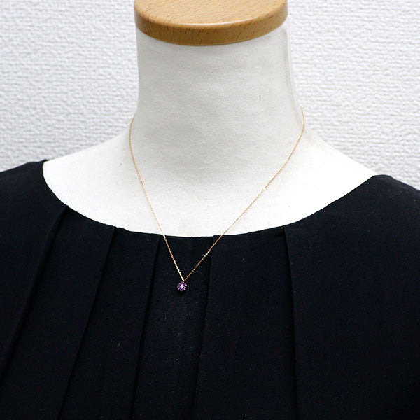 ポンテヴェキオ K18PG アメジスト ダイヤモンド ペンダントネックレス D0.13ct リバーシブル フラワー