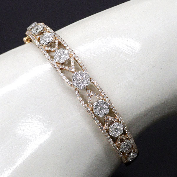 K18WG/ K18PG ダイヤモンド バングル 2.90ct フラワー
