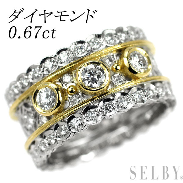 K18YG/WG ダイヤモンド リング 0.67ct フィレンツェ彫 — セルビー