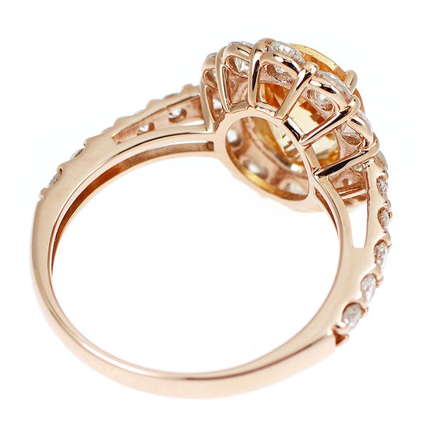 K18PG イエロートパーズ ダイヤモンド リング 2.142ct D1.10ct