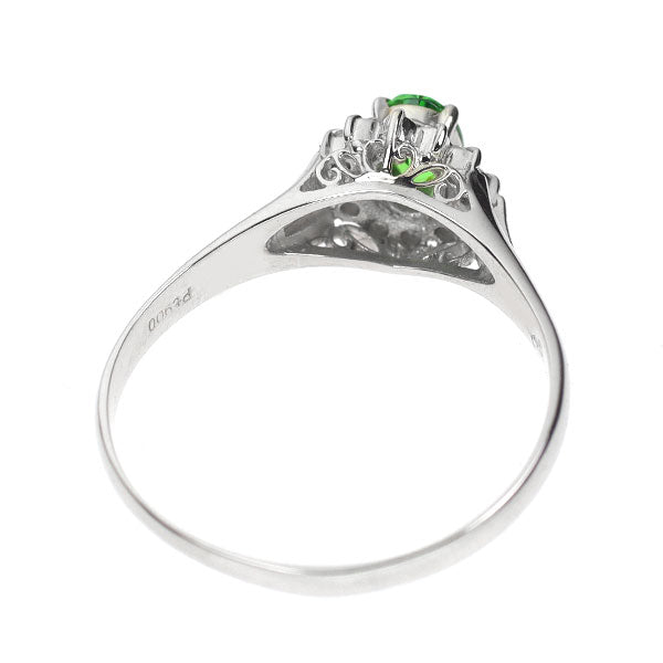 Pt900 グロッシュラーライト ガーネット ダイヤモンド リング 0.46ct D0.12ct
