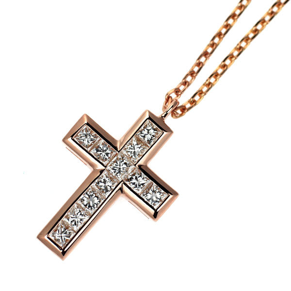 ゆきざき K18PG プリンセスカット ダイヤモンド ペンダントネックレス 1.00ct リッチクロス