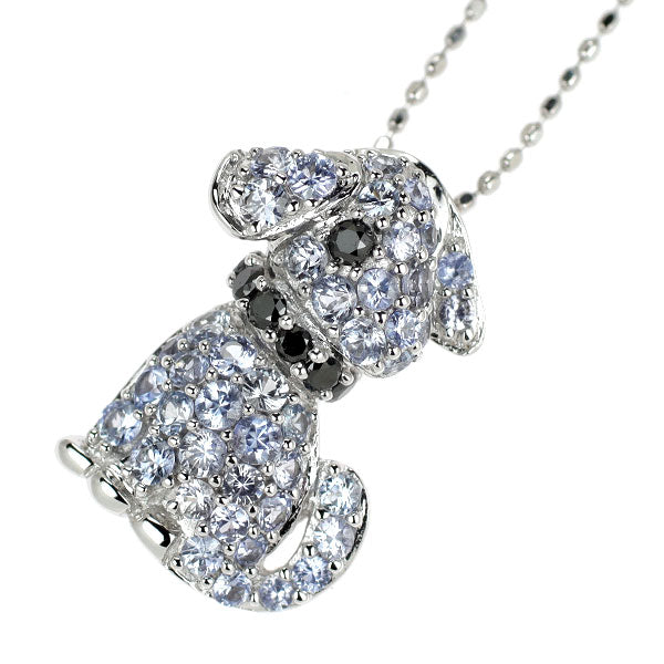 K18WG サファイア ブラックダイヤモンド ペンダントネックレス 0.90ct