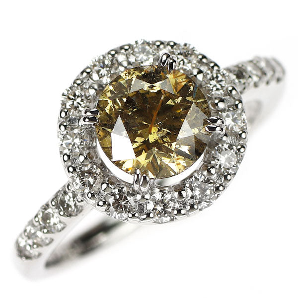Pt900 ブラウン ダイヤモンド ダイヤモンド リング 1.58ct 0.60ct