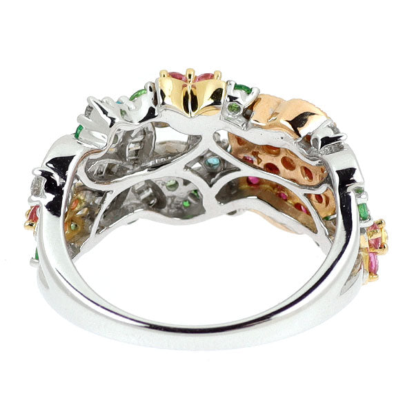 K18YG/WG/PG ルビー カラーストーン ダイヤモンド リング 0.47ct CS0.72ct D0.12ct フラワー