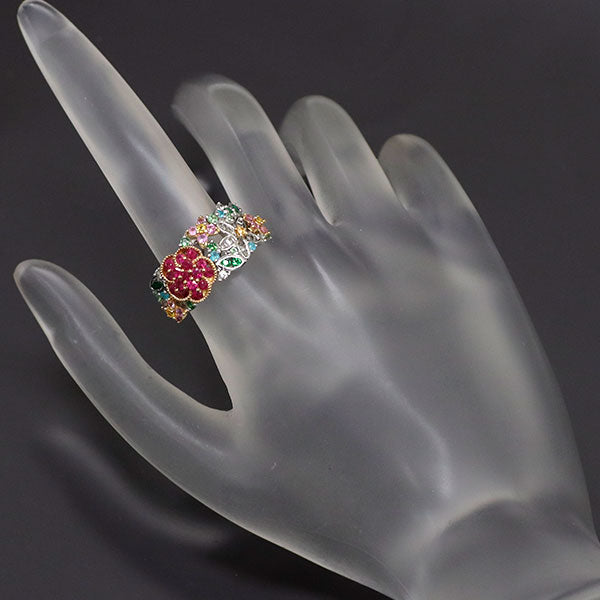 K18YG/WG/PG ルビー カラーストーン ダイヤモンド リング 0.47ct CS0.72ct D0.12ct フラワー
