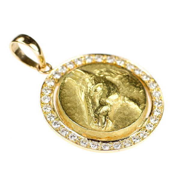 K18YG ダイヤモンド ペンダントトップ 0.64ct 馬