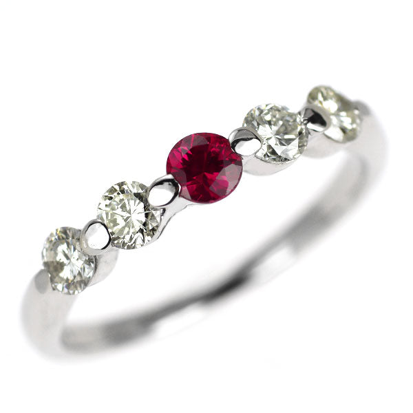 Pt900 ルビー ダイヤモンド リング 0.23ct D0.50ct