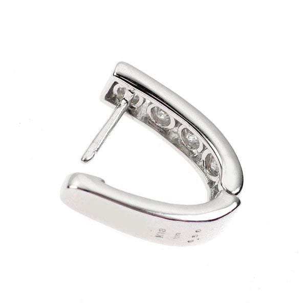 K18WG ダイヤモンド シングルピアス 0.50ct 片側のみ フープ