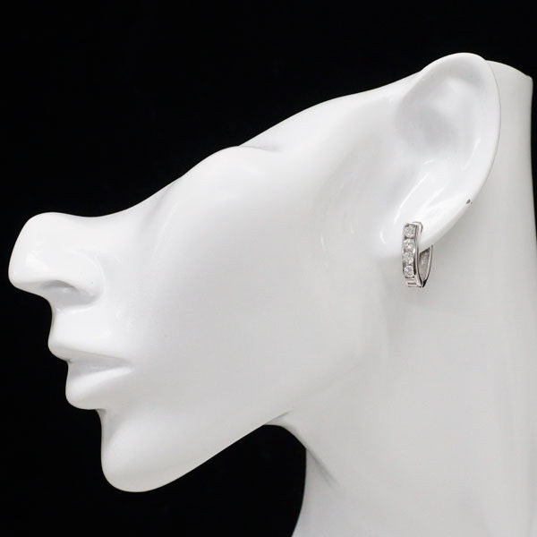 K18WG ダイヤモンド シングルピアス 0.50ct 片側のみ フープ