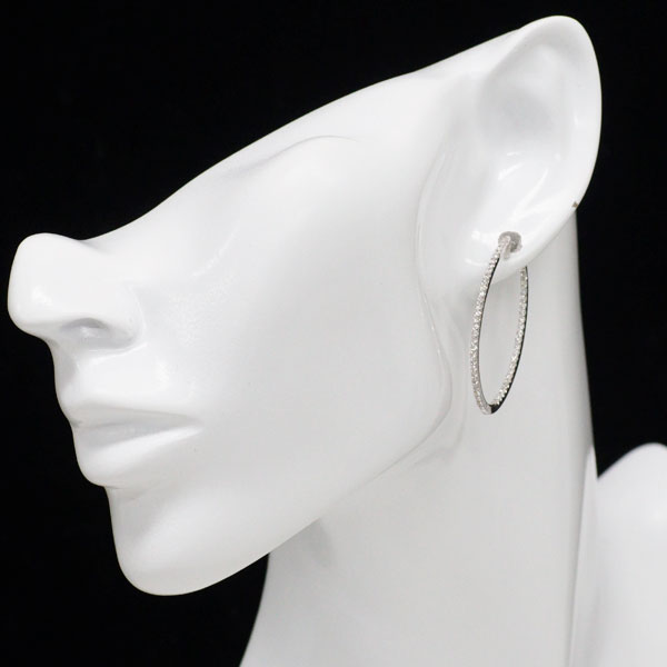 K18WG ダイヤモンド フープ ピアス 1.00ct