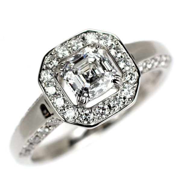 ロイヤルアッシャー Pt900 ロイヤルアッシャーカット ダイヤモンド リング 0.757ct D VS2 D0.40ct