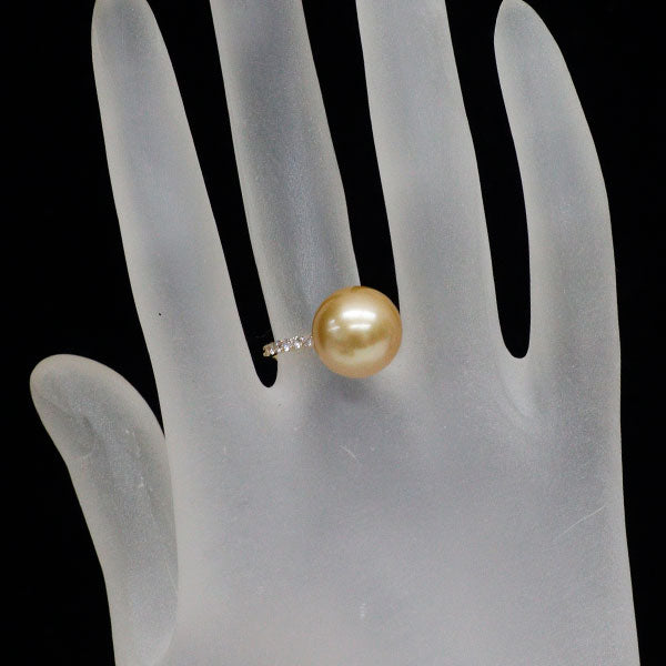 K18YG ゴールデンパール ダイヤモンド リング 径約12.3mm D0.24ct