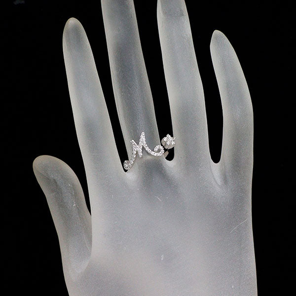 ポンテヴェキオ K18WG ダイヤモンド リング 0.30ct イニシャル「M」