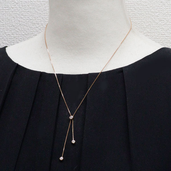 トリロジー K18PG ダイヤモンド ペンダントネックレス 0.25ct スライド Yデザイン